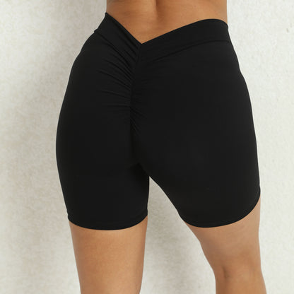 NEW Back Waist Deep V-shaped Wrinkle Tight Yoga Shorts