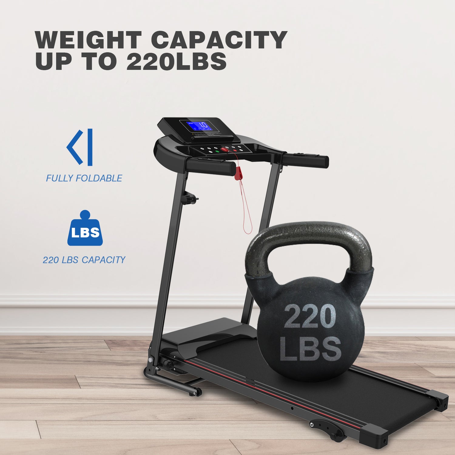 NEW VFoldable Treadmill Exercise Walking Machine, Suitable For Apartment Home Office Jogging Compact Folding Treadmill, Walking Pad, Easy Assembly, 12 Preset Programs, 2 Wheel
