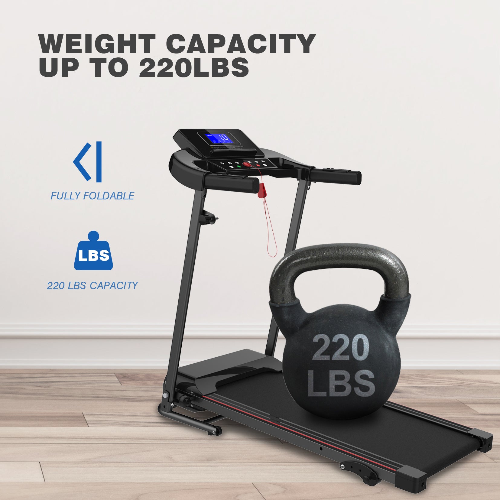 NEW VFoldable Treadmill Exercise Walking Machine, Suitable For Apartment Home Office Jogging Compact Folding Treadmill, Walking Pad, Easy Assembly, 12 Preset Programs, 2 Wheel