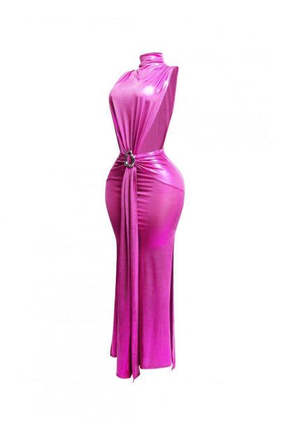Mock Neck And Tied Waist Dress
