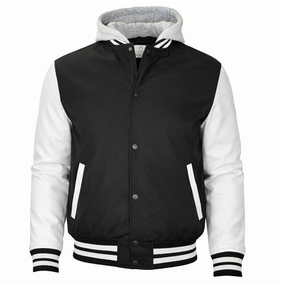 Men’s Hooded Varsity Jacket w/ Detachable Hood
