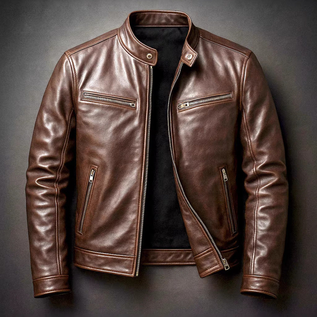 Men’s PU Faux Leather Jacket – Classic Regular-Fit Moto Style Coat (S–3XL)