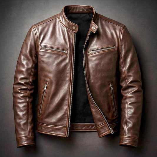 Men’s PU Faux Leather Jacket – Classic Regular-Fit Moto Style Coat (S–3XL)