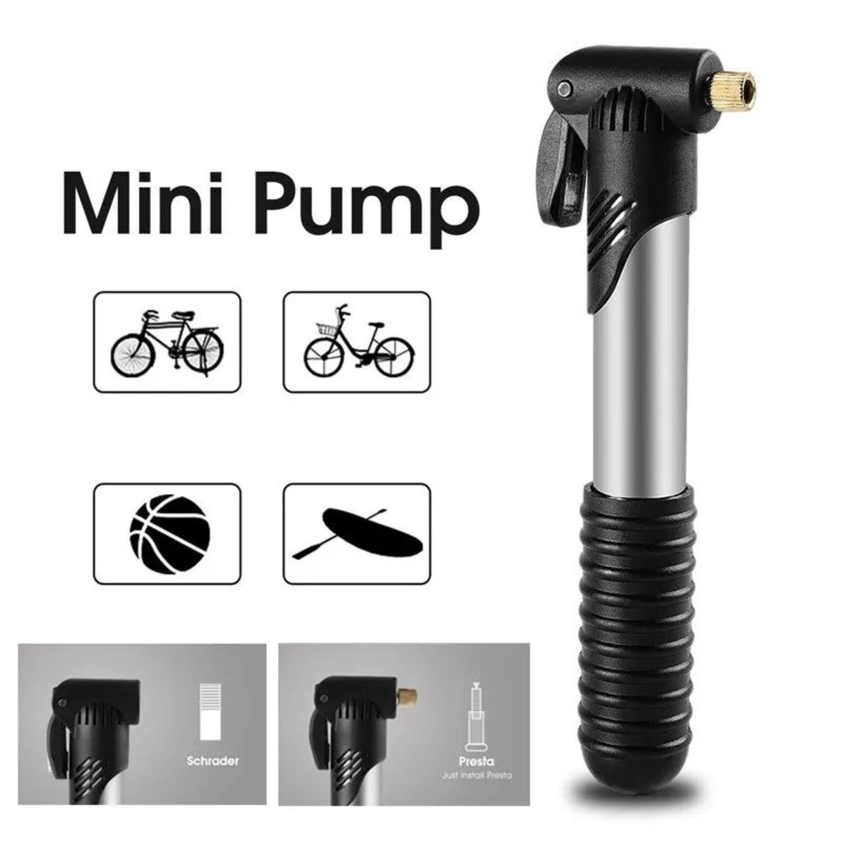 NEW BIKING Portable Mini Bicycle Pum P Cycling Hand Air Pum P Ball Tire Inflator Schrader Presta Valve Road Bike Accessories