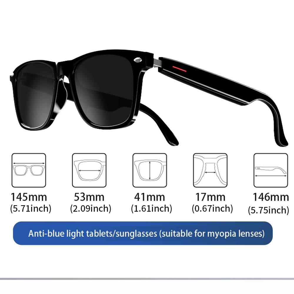 black anti-blue light sunglasses with size dimensions for myopia lenses