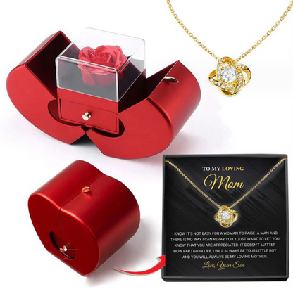 Ruby Charm : Collier de roses éternelles édition Saint-Valentin dans un souvenir en velours