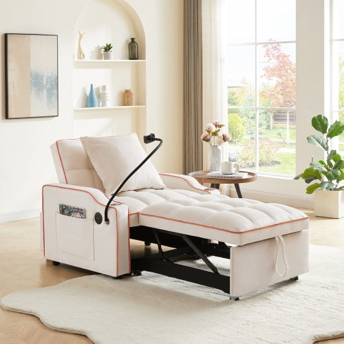 NEW 3-in-1 Sofa Bed, Convertible Sleeper Chair Sofa Bed Adjustable Pull Out Sleeper Chair Bed Multi-Pockets Folding Sofa Bed For Living Room Bedroom Small Space