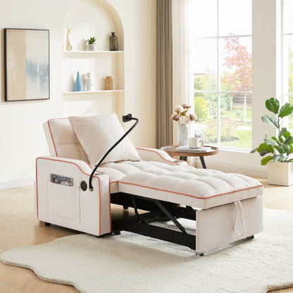 NEW 3-in-1 Sofa Bed, Convertible Sleeper Chair Sofa Bed Adjustable Pull Out Sleeper Chair Bed Multi-Pockets Folding Sofa Bed For Living Room Bedroom Small Space