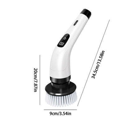 Motorized Rotary Scrubber Power Scrubber Cordless Cleaning Brush, Removable Long Handle, 8 Interchangeable Brush Heads, Quick Charge Power Scrubber