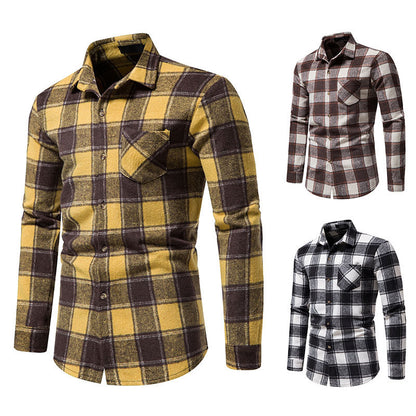 Thick Warm Woolen Cloth Flannel Casual Shirt Base Men&