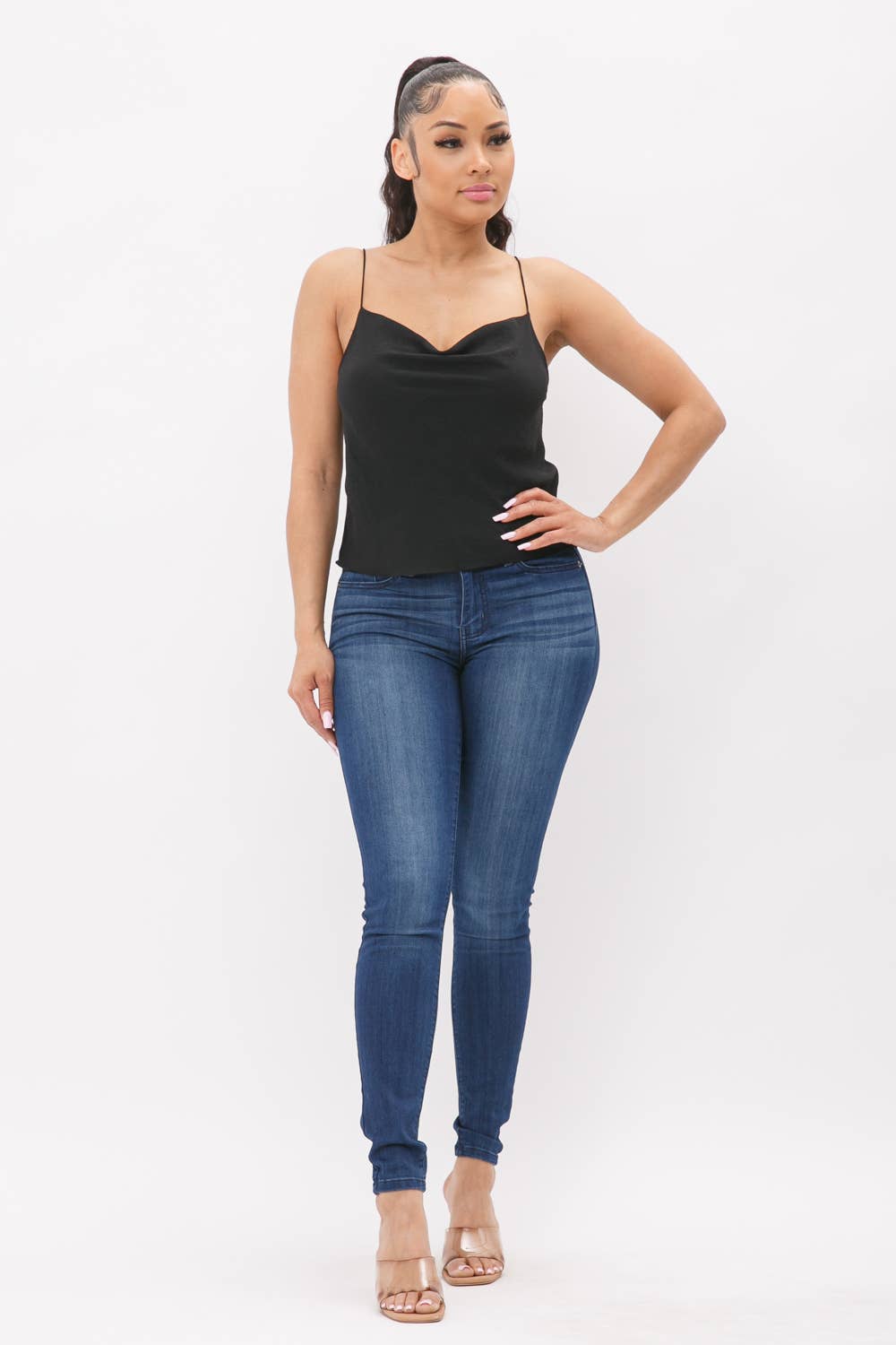 Cowl Neck Spaghetti Strap Cami Top
