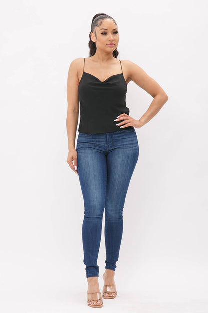 Cowl Neck Spaghetti Strap Cami Top