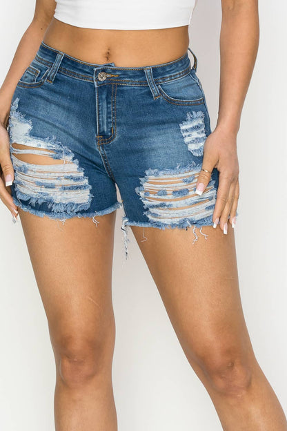 S-2102 2108 2109 HIGH WAISTED SUPER-STRETCH DENIM SHORTS