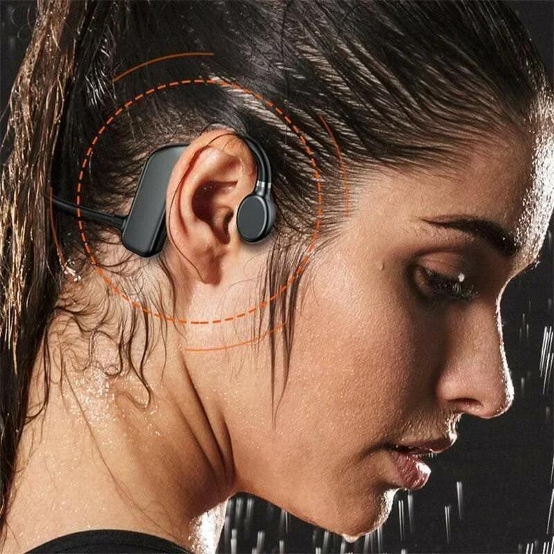 NEW Bone Conduction Headphones Waterproof Open Ear Wireless Earbuds Bluetooth Long Playtime Sports Headset With Mic Sweatproof Premium Sound Air Conduction Earphones For Running Sports Swimming