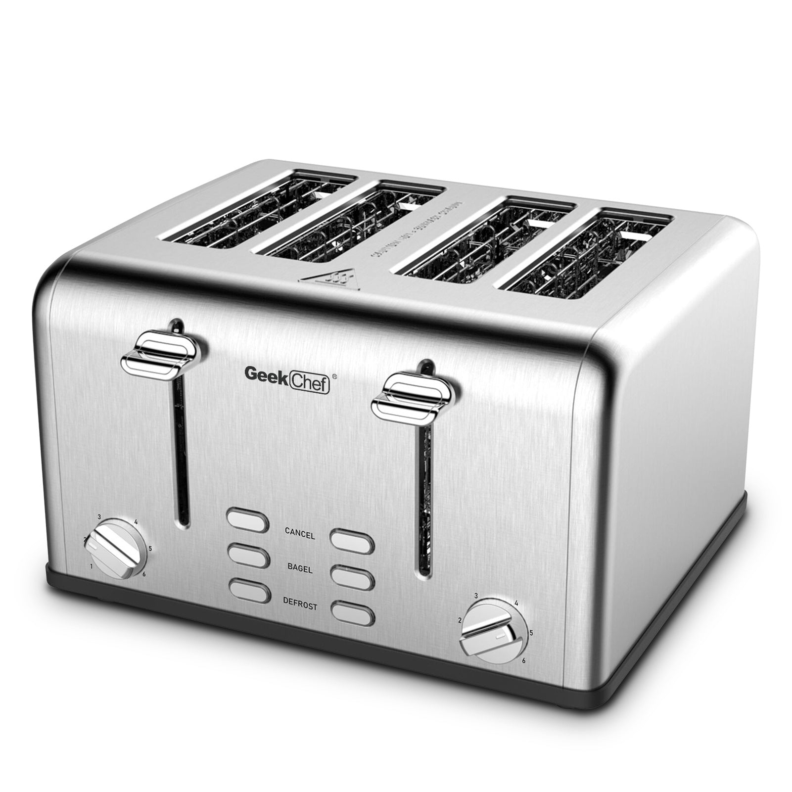 NEW Toaster 4 Slice, Geek Chef Stainless Steel Extra-Wide Slot Toaster With Dual Control Panels Of Bagel,Defrost,Cancel Function,Ban Amazon