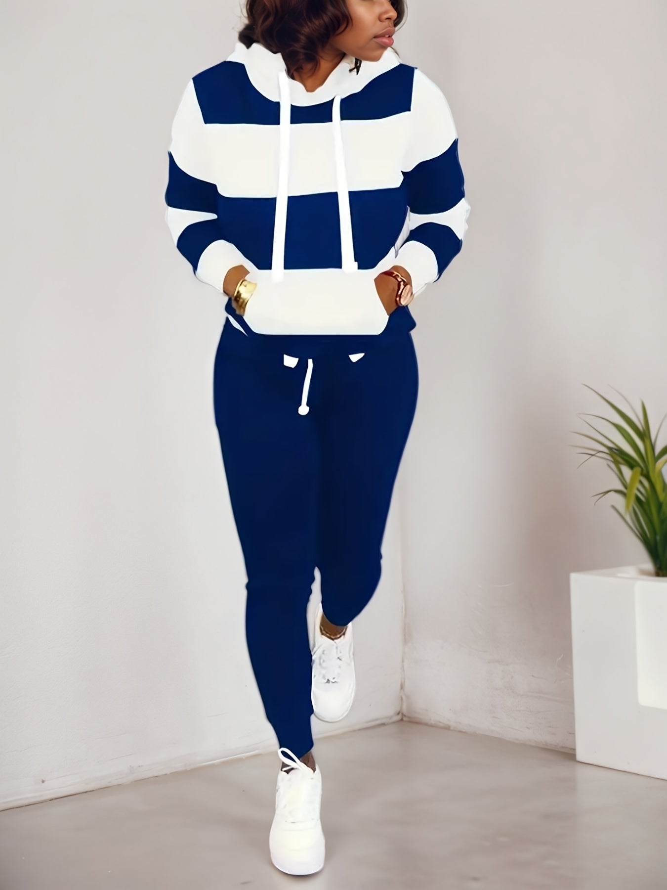 Women’s Two-Piece Casual Sportswear Set – Long Sleeve Hoodie & Jogger Pants