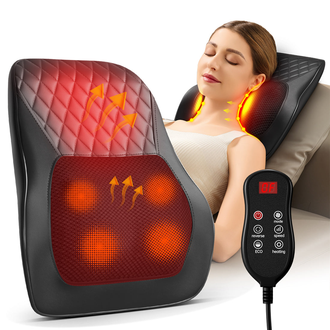 Waist &amp; Back Full Body Massager, Heated Massager For Back, Neck, Shoulders &amp; 3 Adjustments,