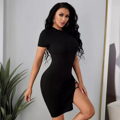 NEW Lace-up Sexy Slit Dress Women&