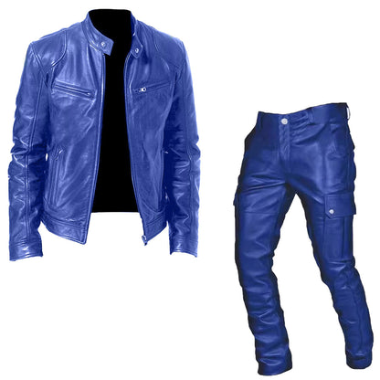 Leather Coat Leather Pants Two-piece PU Casual
