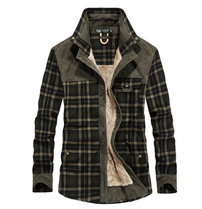 NEW Winter Jacket Men Thicken Warm Fleece Jackets Coats Pure Cotton Plaid Jacket Military Clothes