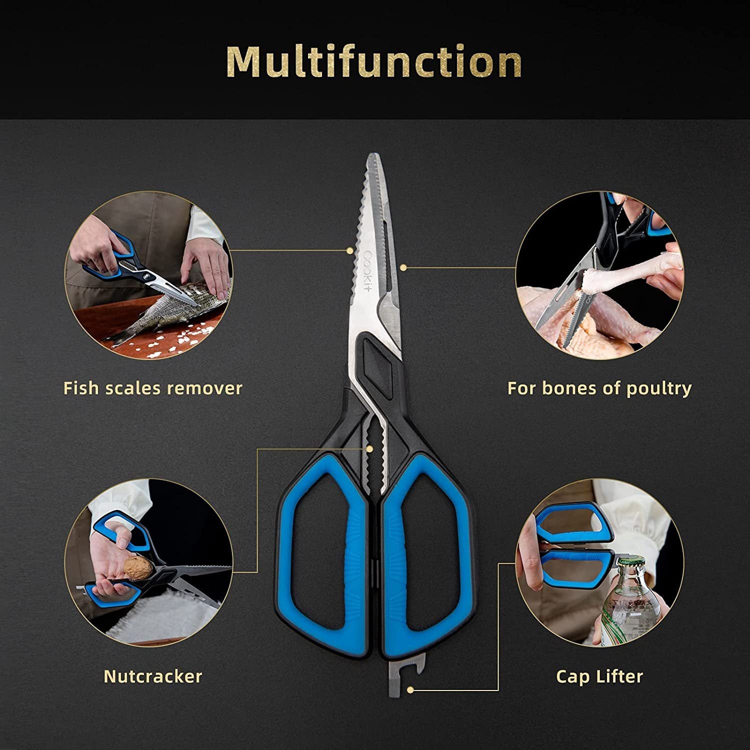 NEW Kitchen Scissors Heavy Duty Stainless Steel Chef Shears Utility Come Apart Food Shears For Chicken Poultry Fish Meat Vegetables
