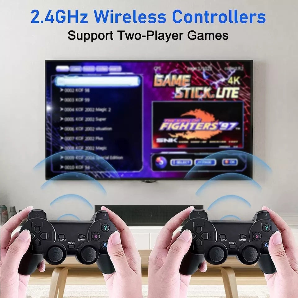 NEW 4K Retro Game Console Plug-Play 20000- Video Game Stick-2x Wireless Controllers