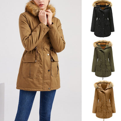 NEW Hooded fur collar winter warm jacket