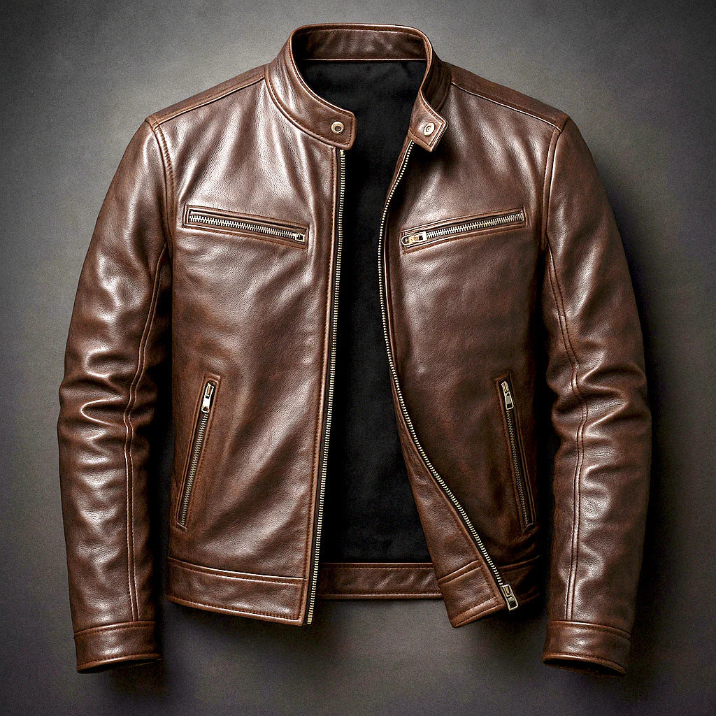 Men’s PU Faux Leather Jacket – Classic Regular-Fit Moto Style Coat (S–3XL)