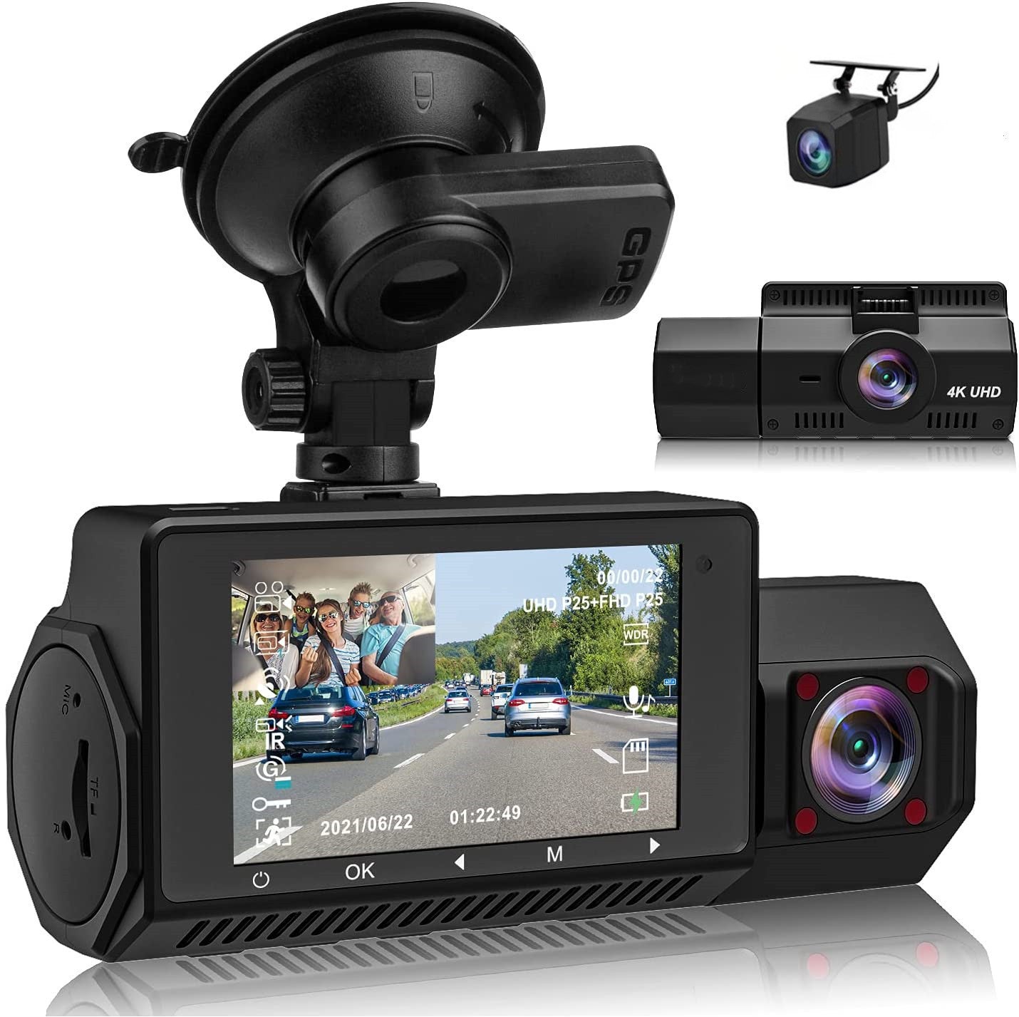 NEW Three-record WIFI Mobile Phone Interconnection Dashcam Car 4K HD Night Vision