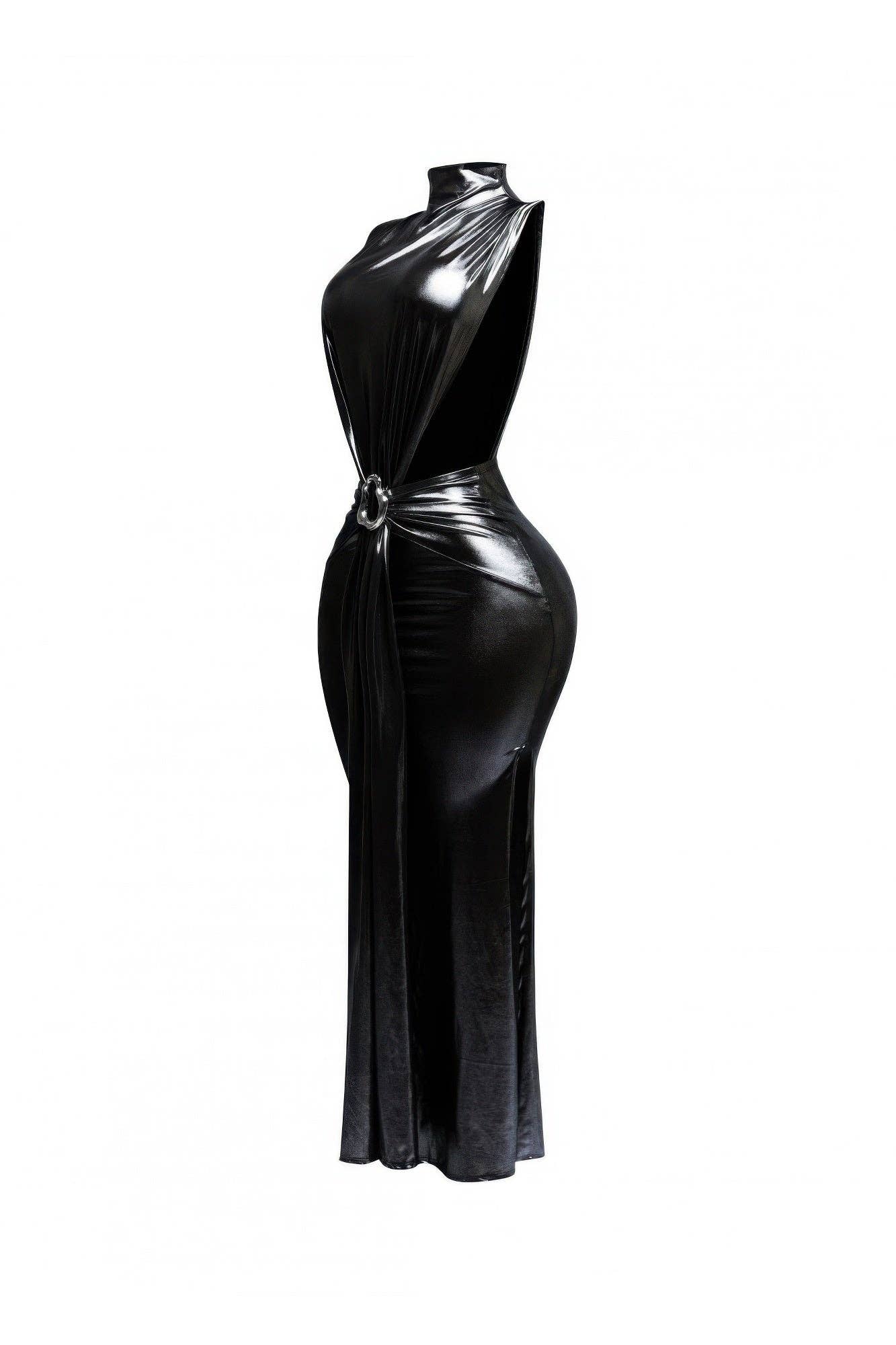 Mock Neck And Tied Waist Dress