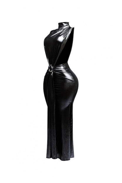 Mock Neck And Tied Waist Dress
