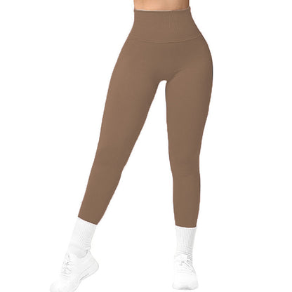 Threaded Knitted High Waist Fitness Leggings for Women