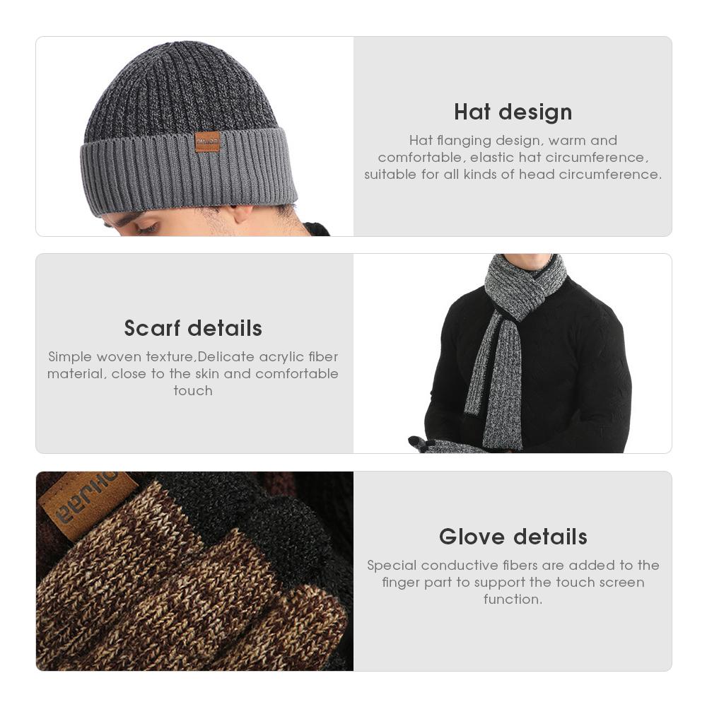3-Piece Winter Knit Set – Warm Beanie, Long Scarf & Touchscreen Gloves