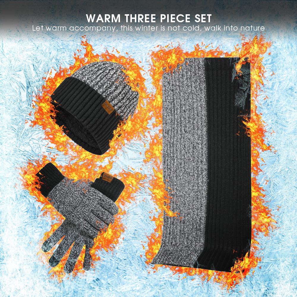 3-Piece Winter Knit Set – Warm Beanie, Long Scarf & Touchscreen Gloves
