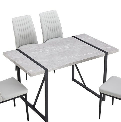 NEW Modern Dining Table, 55 Inch Kitchen Table For 4 People, Rectangular Dinner Table For Dining Room, Home Office, Living Room Furniture, Easy Assembly,