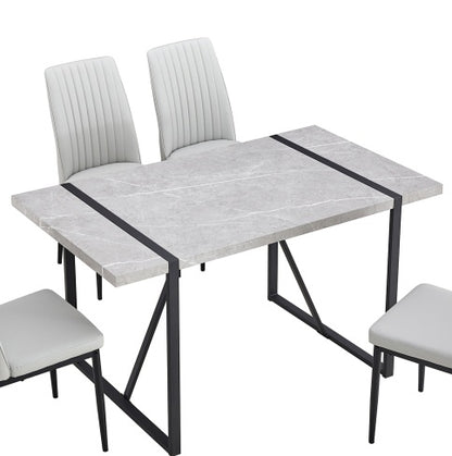 NEW Modern Dining Table, 55 Inch Kitchen Table For 4 People, Rectangular Dinner Table For Dining Room, Home Office, Living Room Furniture, Easy Assembly,