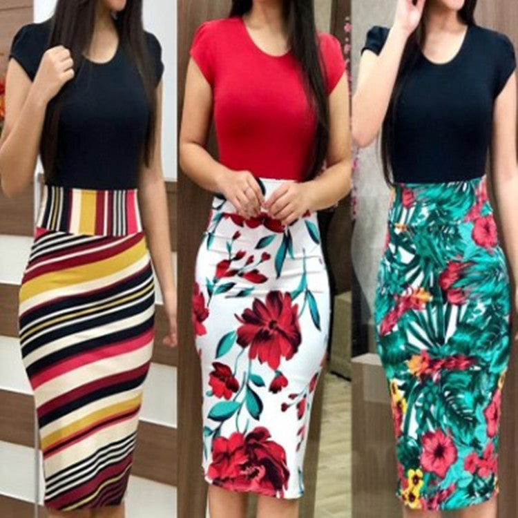 NEW Printed Office Midi Pencil Dress Large Women Dress