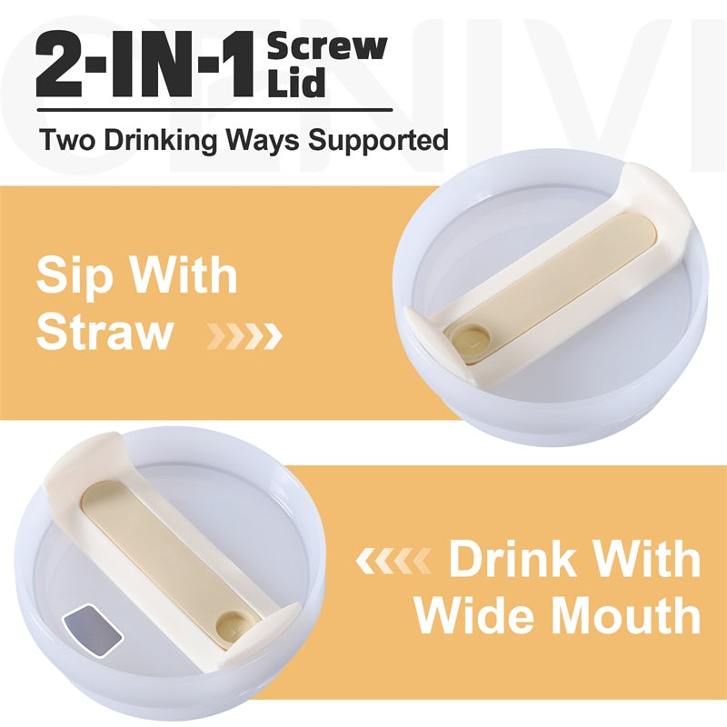 2-in-1 screw lid for cups supporting sip with straw or drink with wide mouth options