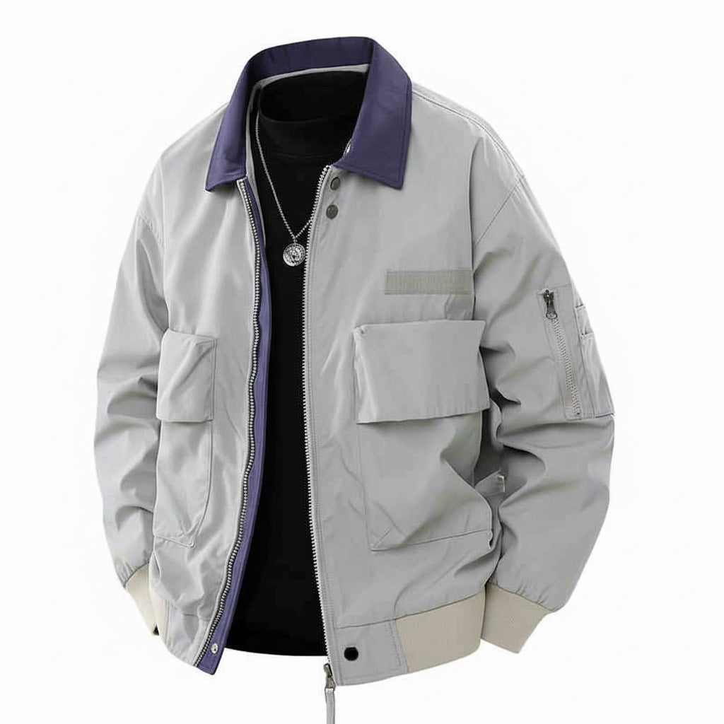 Men’s Lightweight Casual Zip-Up Jacket – Long Sleeve Stand Collar Windbreaker Coat (M–4XL)