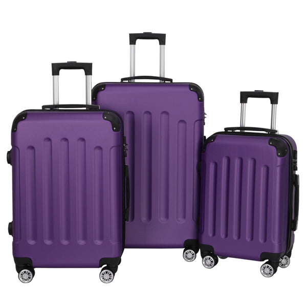 3-in-1 ABS Luggage Set – Lightweight, Durable Travel Suitcase Trio with Large Capacity & Heavy-Duty Handles (Purple)