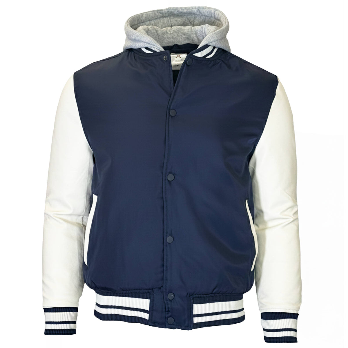 Men’s Hooded Varsity Jacket w/ Detachable Hood