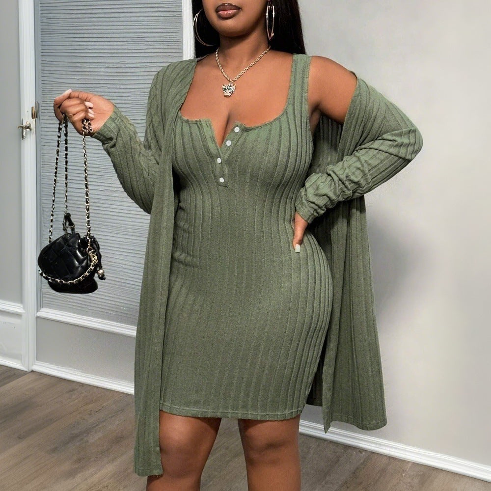 All-matching Elegant Fashion Suit Cloak Dress Two-piece Set