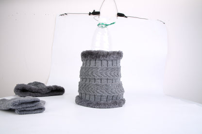 3-in-1 Winter Warm Knitted Hat, Scarf &amp; Touchscreen Gloves Set – Thick Fleece Lined Cold Weather Gear