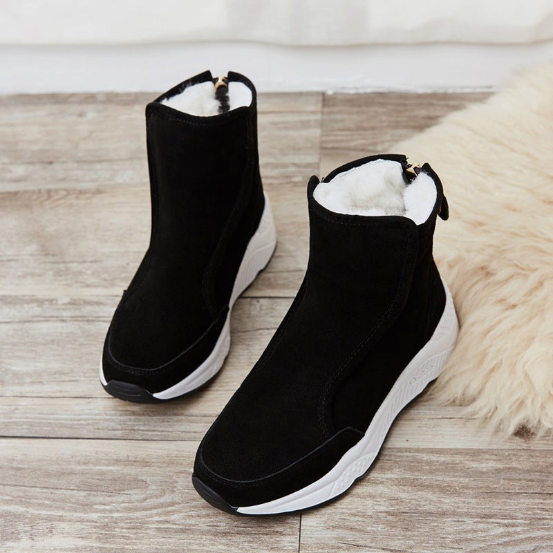 Korean Winter Student Muffin With Fleece Cotton Shoes