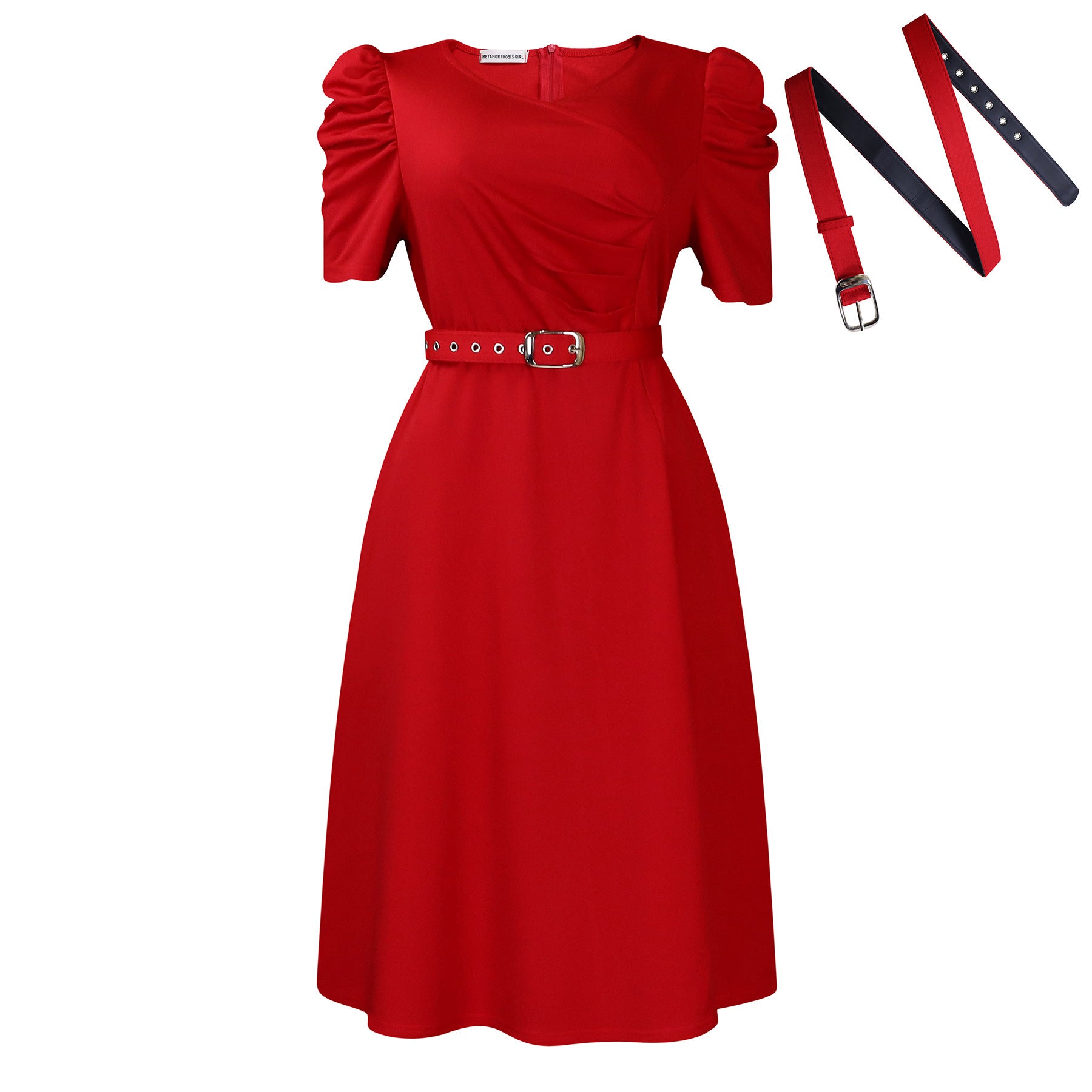 NEW Fashionable Temperament Elegant V-neck Pleated Swing Dress