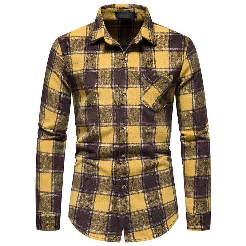 Thick Warm Woolen Cloth Flannel Casual Shirt Base Men&