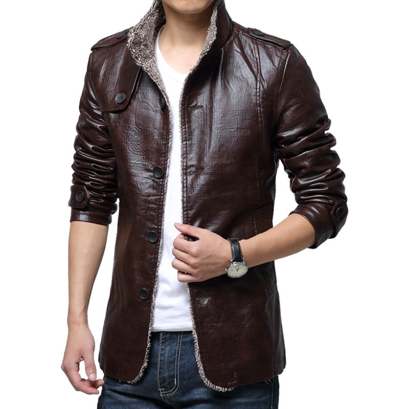 Men’s Classic PU Leather Jacket – Slim Fit, Soft Polyester Lining, Stylish Everyday Outerwear