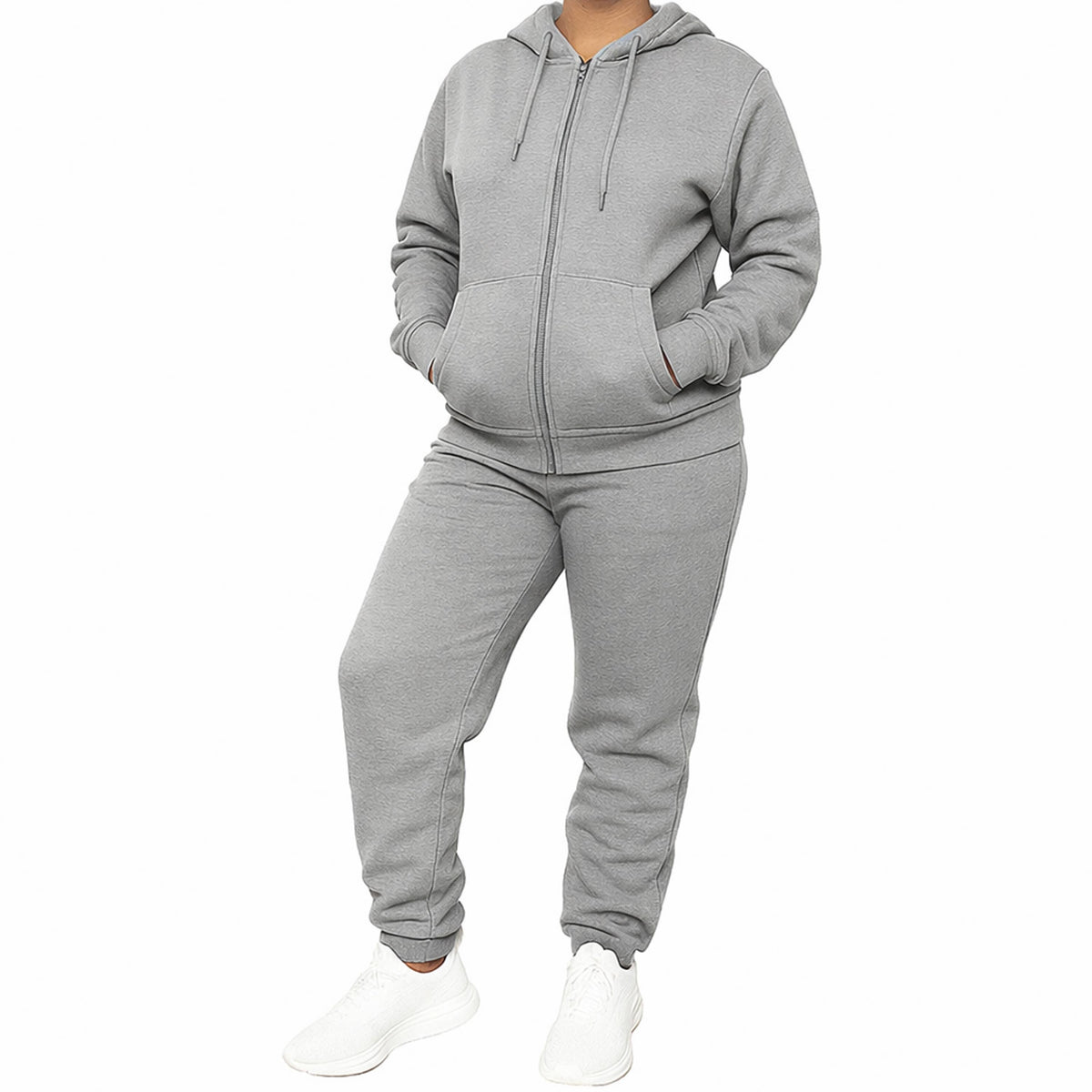 Women's Fleece Lined 2 Piece Full-Zip Hoodie and Jogger Set