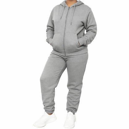 Women's Fleece Lined 2 Piece Full-Zip Hoodie and Jogger Set
