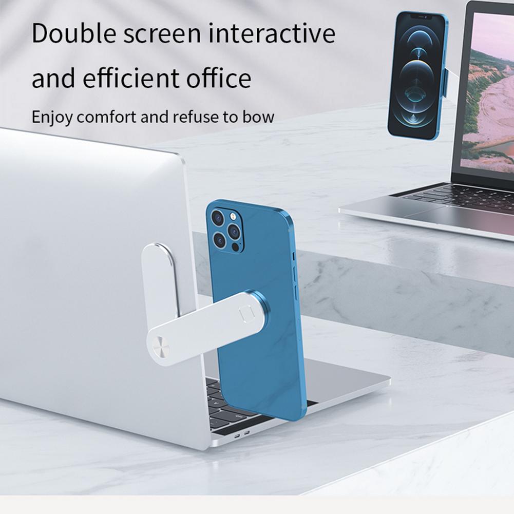 NEW Laptop Phone Holder, Adjustable Laptop Side Mount Clip, Magnetic Laptop Monitor Mount, Computer Laptop Cellphone Stand Foldable Aluminum Expansion Bracket Tablet Clip For Dual Screen